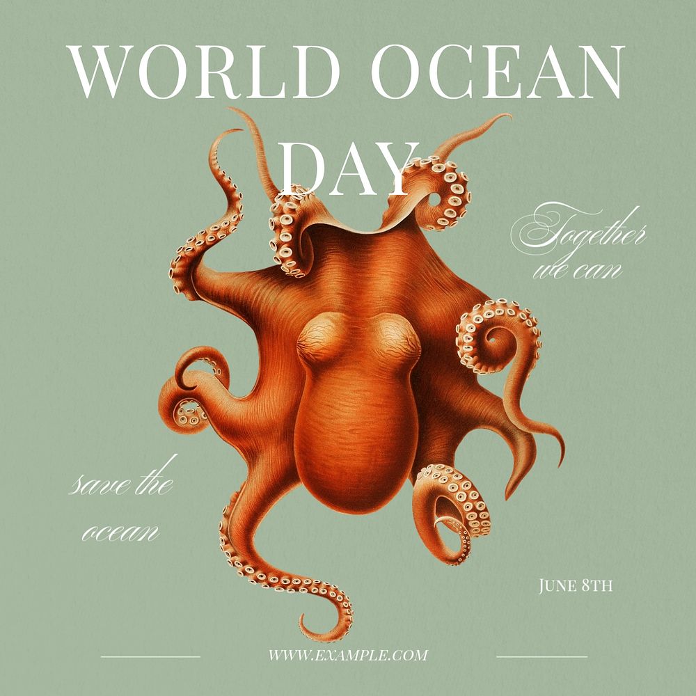 World ocean day post template, editable social media design