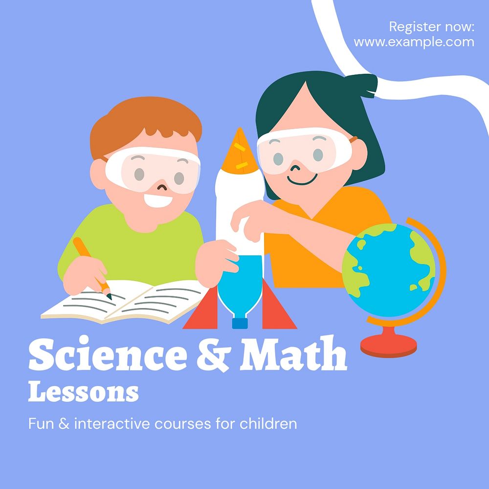 Science & math lessons Instagram post template, editable text