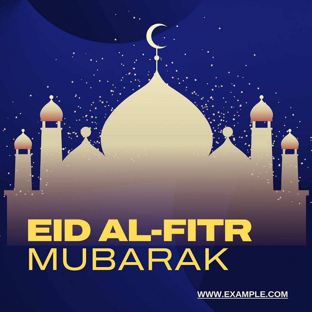 Eid al-Fitr Mubarak post template, editable social media design