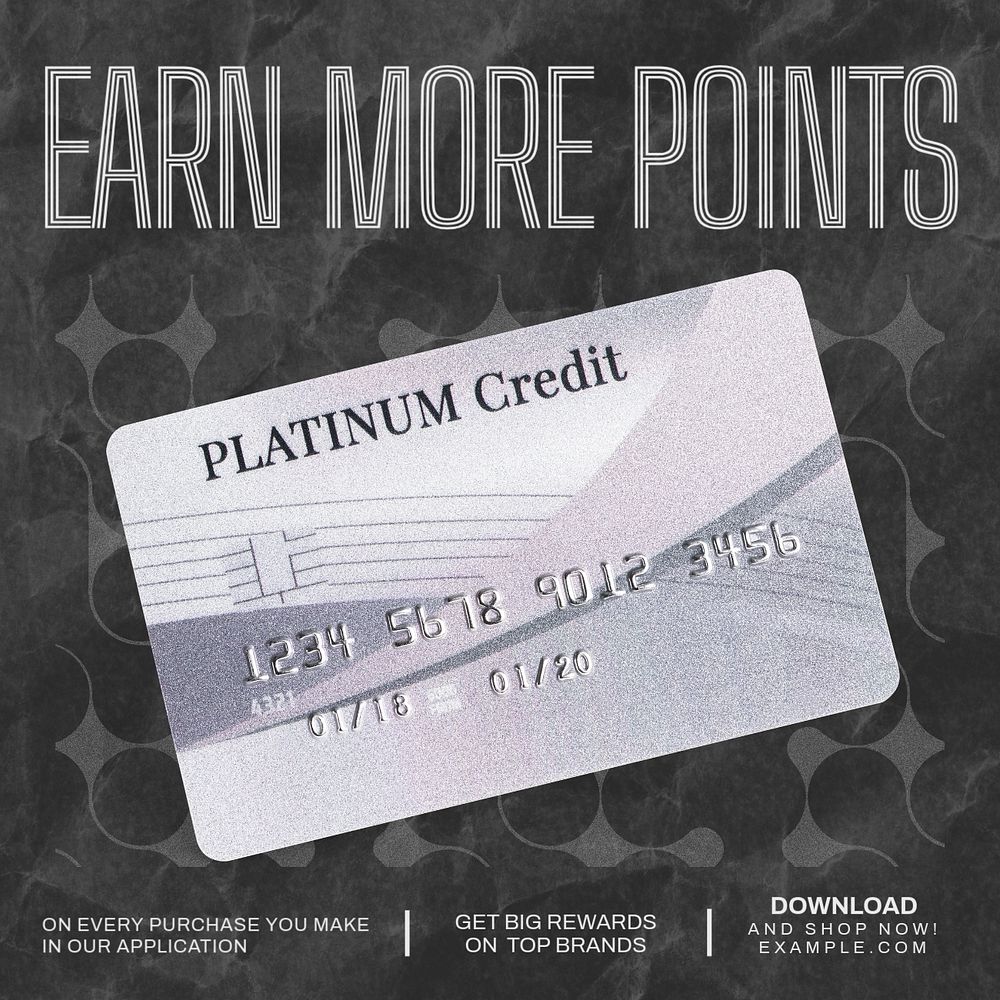 Credit cards points post template, editable social media design