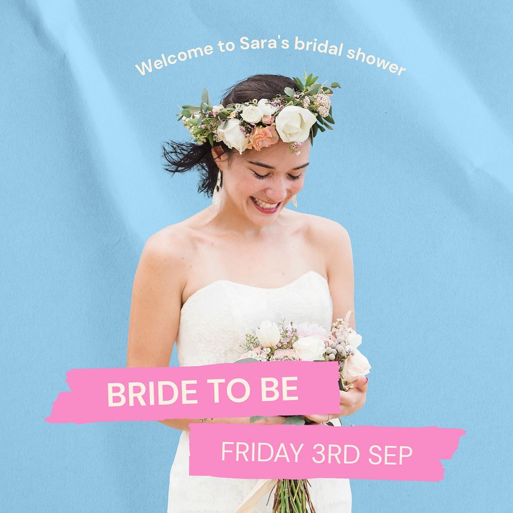 Bride to be post template, editable social media design