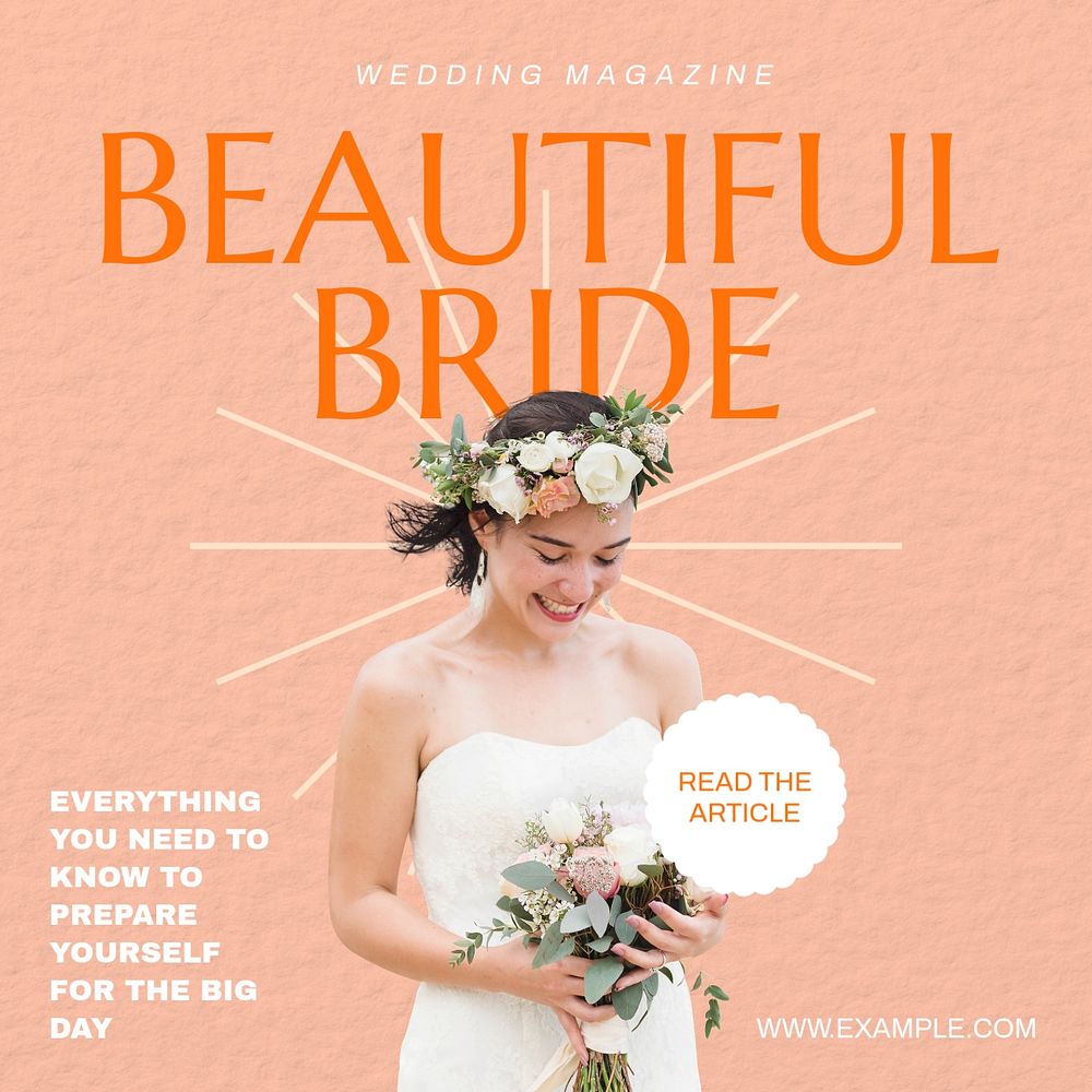 Beautiful bride Facebook post template, editable design