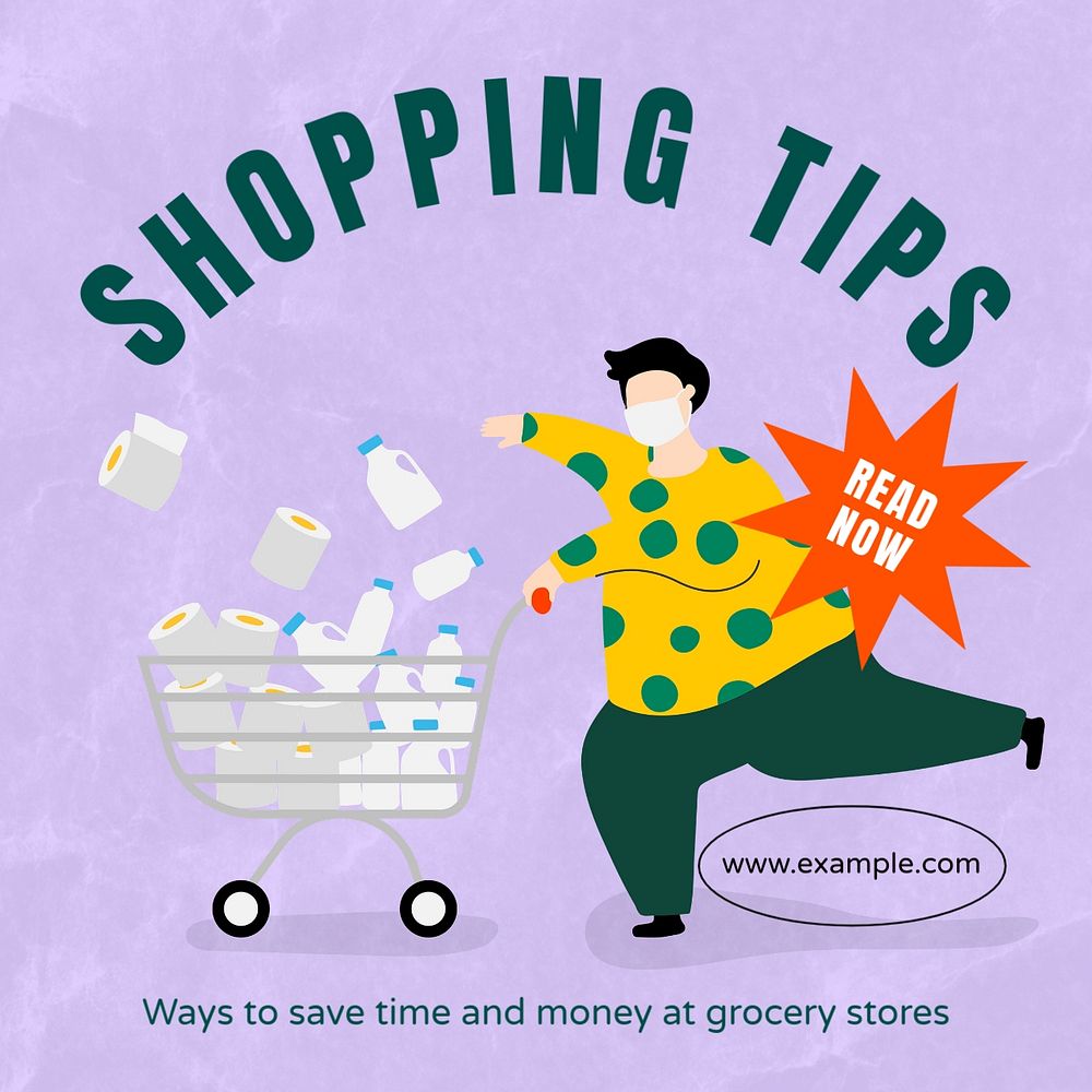 Shopping tips Facebook post template, editable design