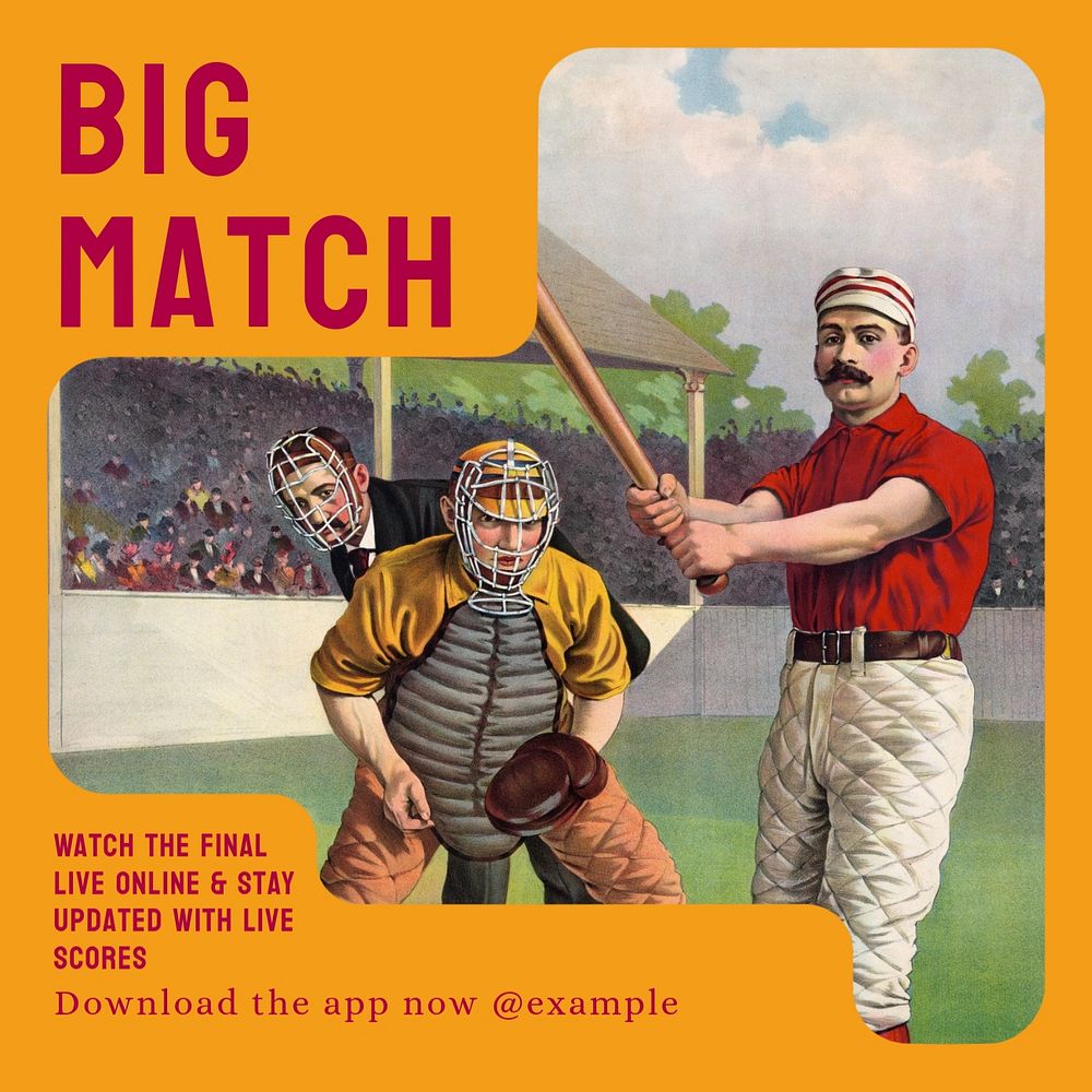 Live big match Instagram post template, editable text