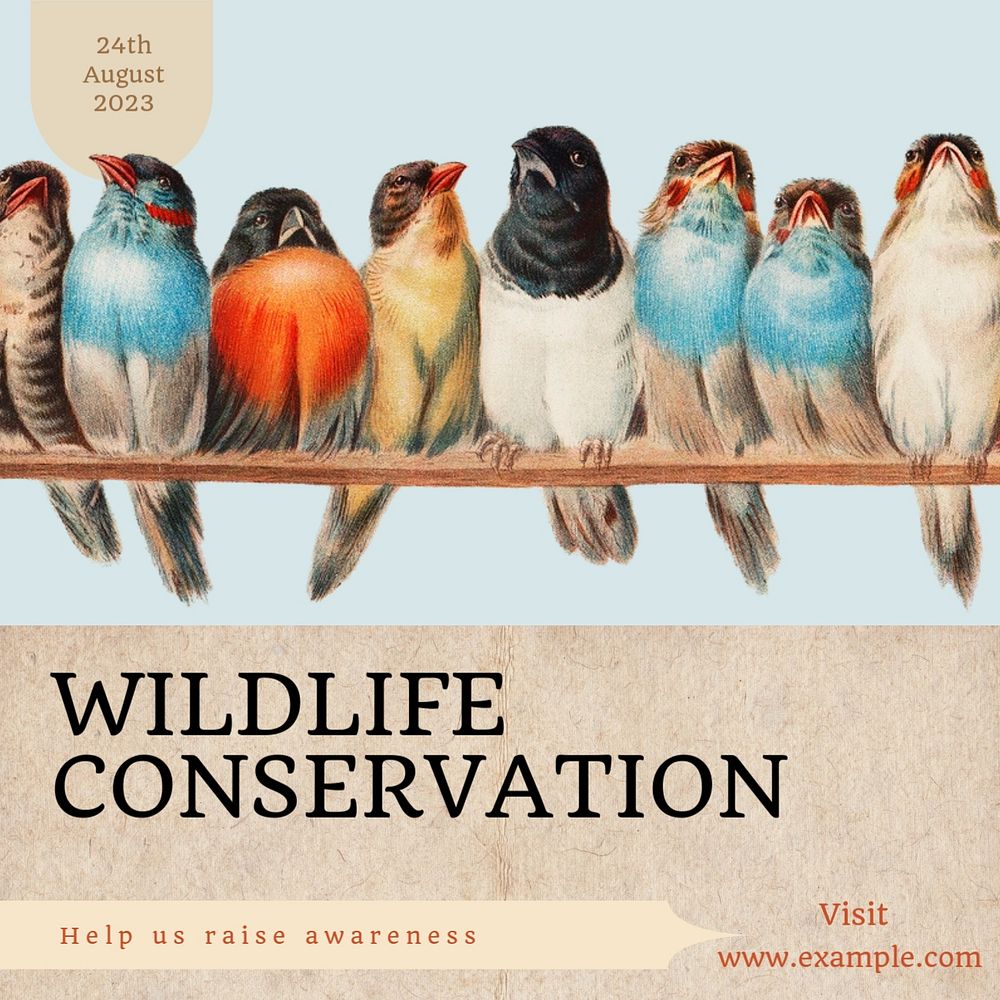 Wildlife conservation Instagram post template, editable text