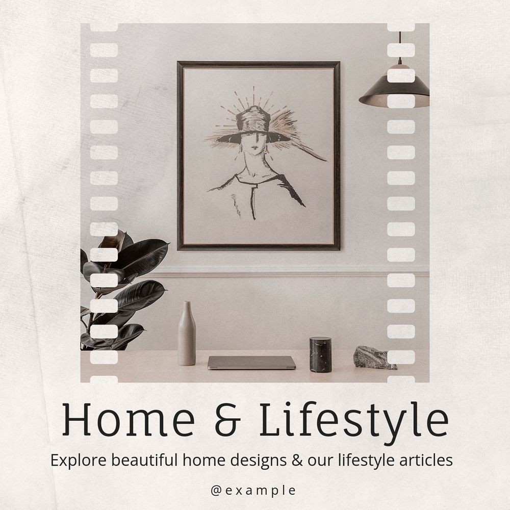 Home & lifestyle Instagram post template, editable text