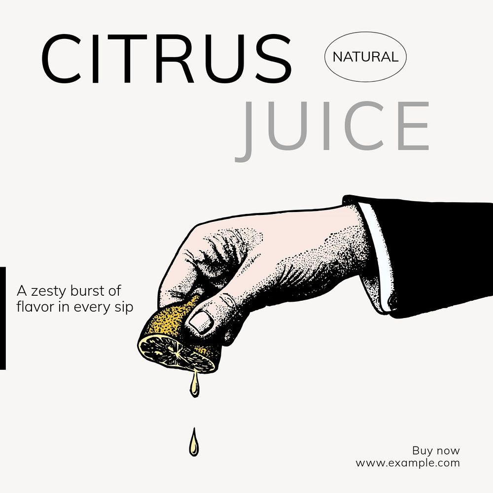 Citrus juice Instagram post template, editable text