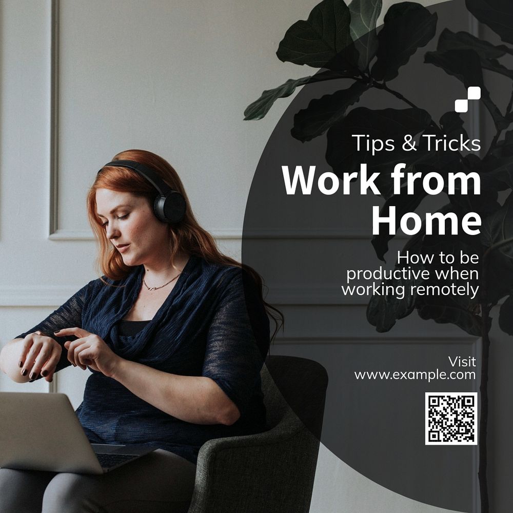 Work from home Instagram post template, editable design