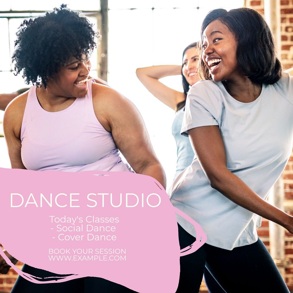 Dance studio Instagram post template, editable text