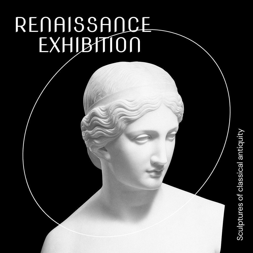 Renaissance exhibition Instagram post template, editable text