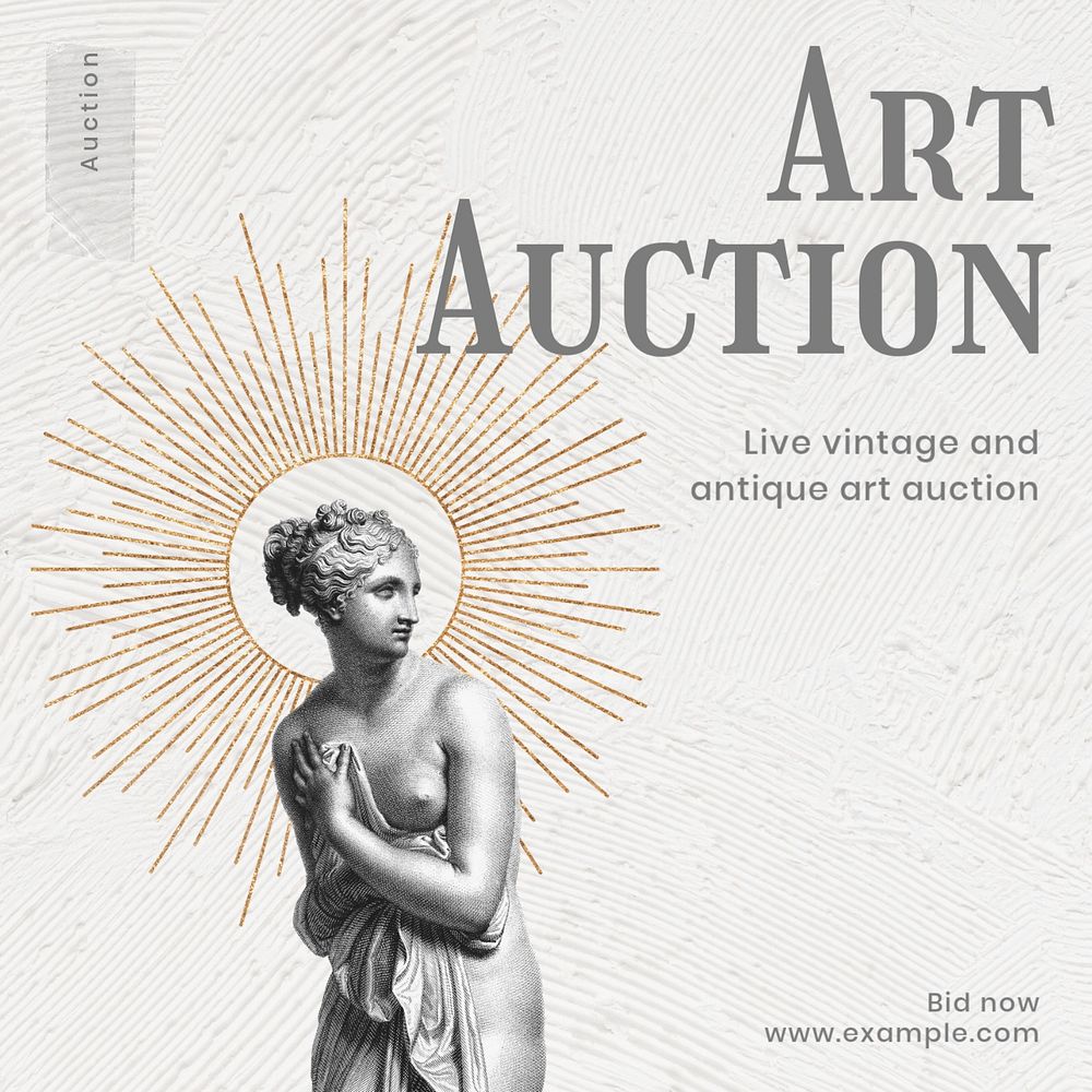 Art auction Facebook post template, editable design