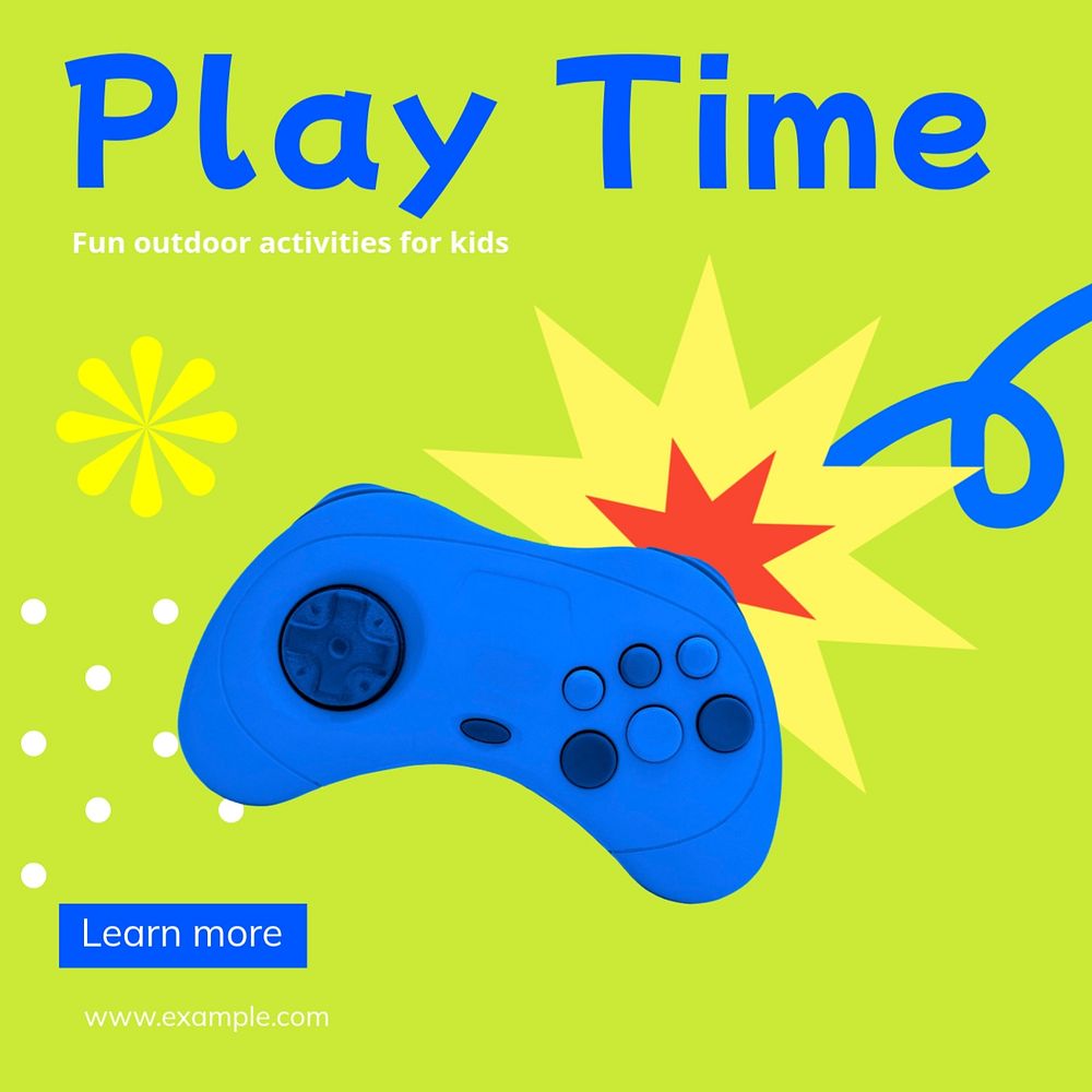 Play time Instagram post template, editable text