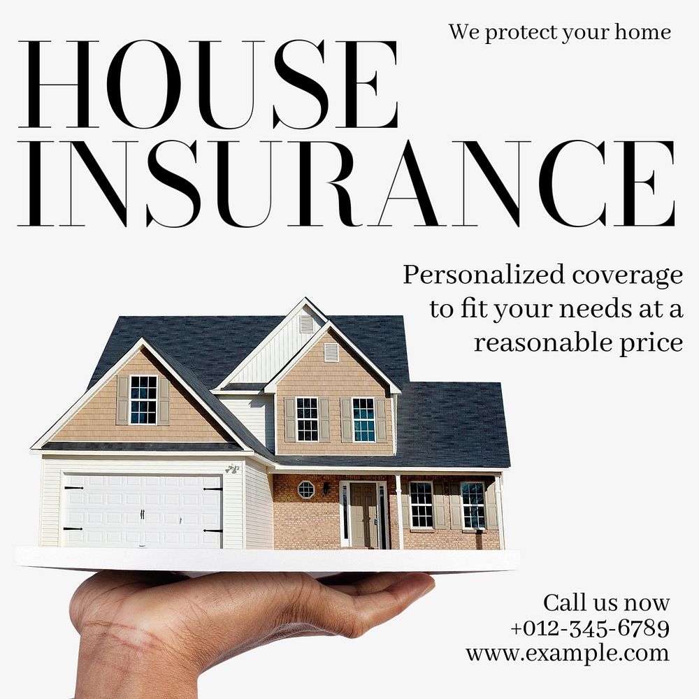 House insurance Facebook post template, editable design