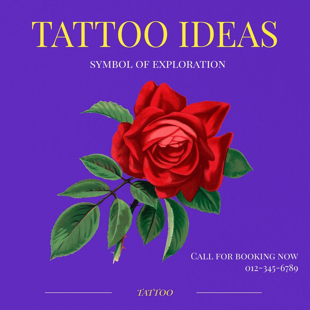 Tattoo ideas Instagram post template, editable text