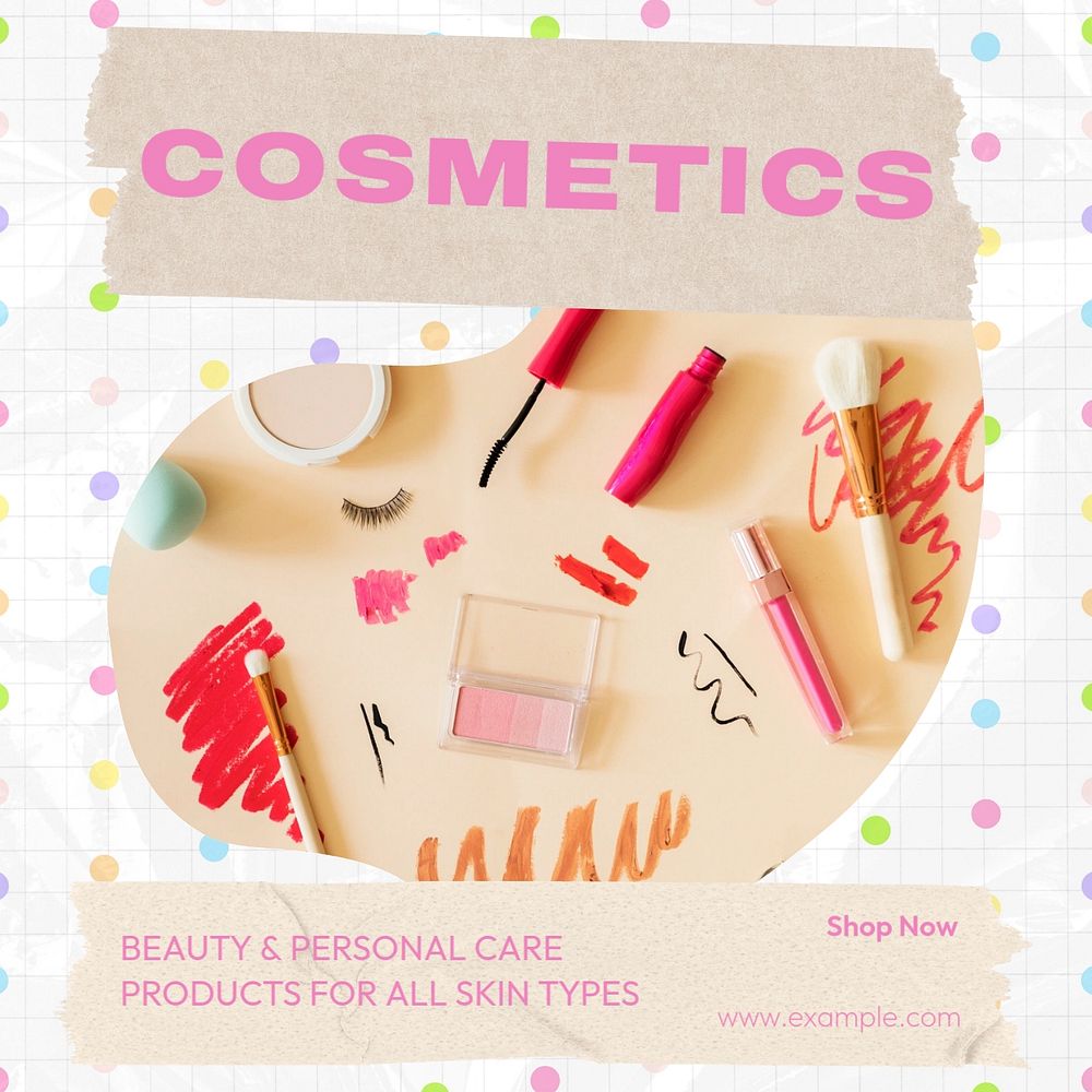 Cosmetics Facebook post template, editable design