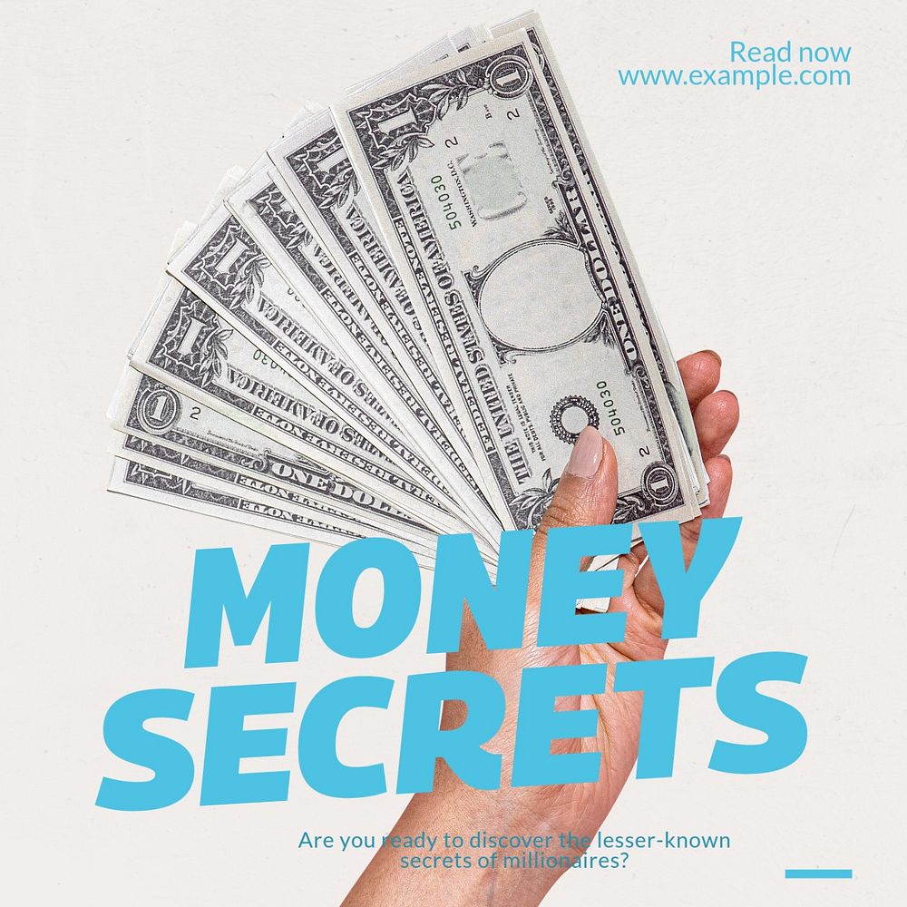 Money secrets  Instagram post template, editable text