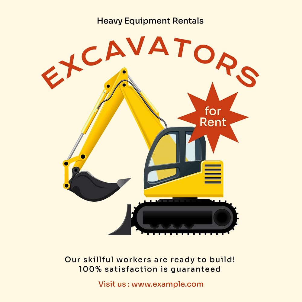 Excavator & heavy equipment post template, editable social media design