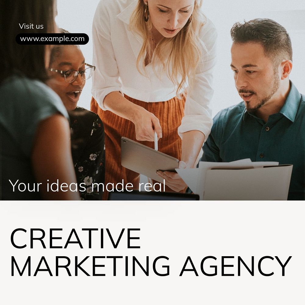 Marketing agency  Instagram post template, editable text