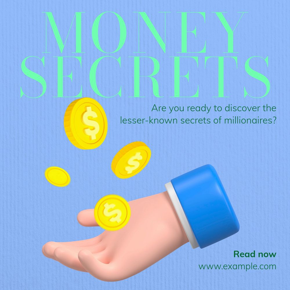 Money secrets Instagram post template, editable text