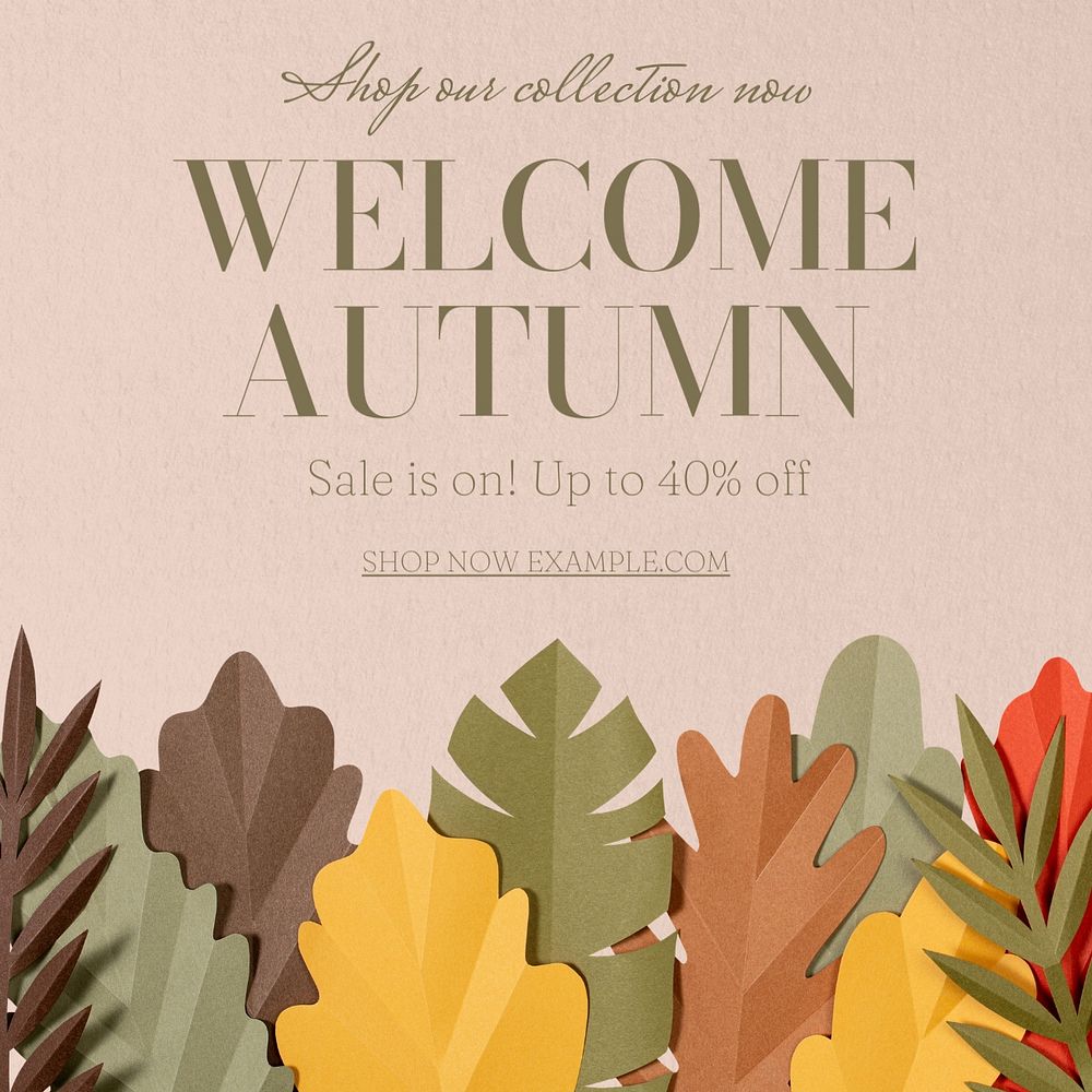 Autumn sale Instagram post template, editable text