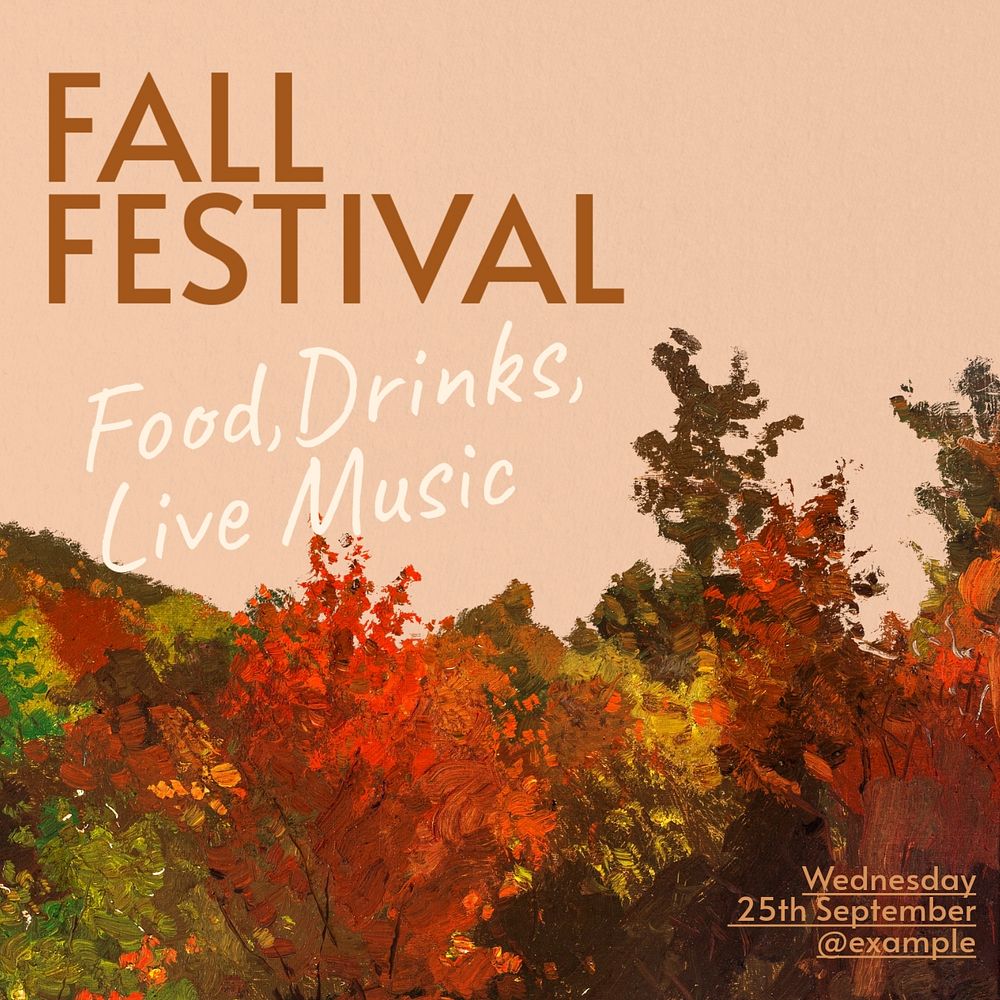 Fall festival, autumn  Instagram post template, editable text