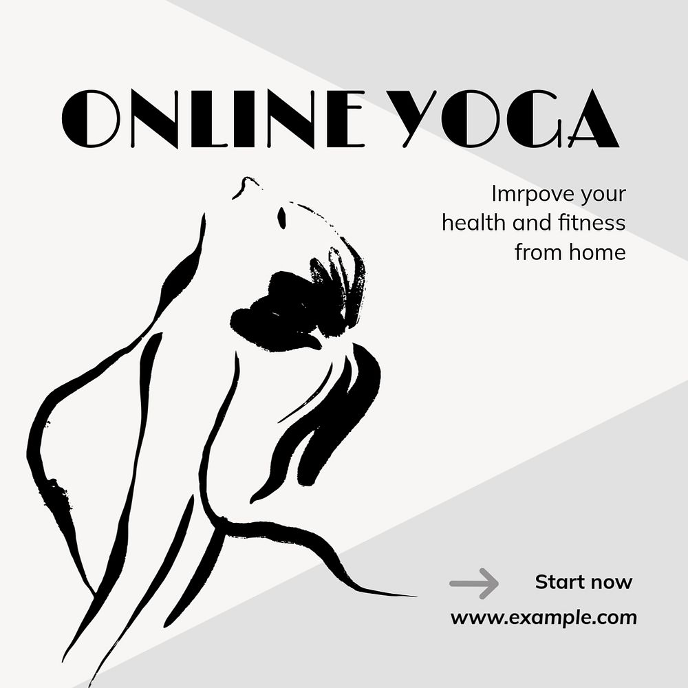 Online yoga Instagram post template, editable text