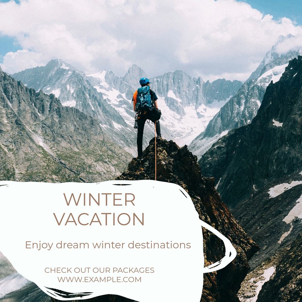 Winter vacation   Instagram post template, editable text