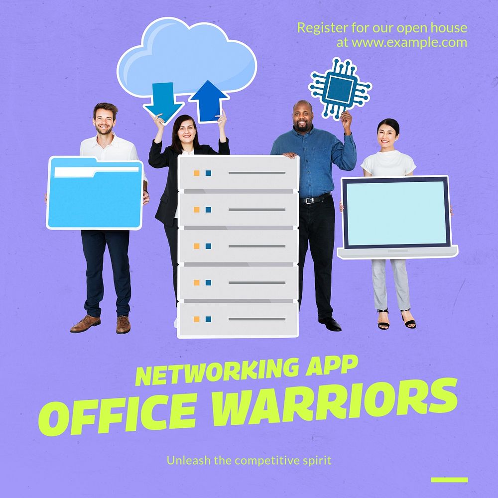 Office warriors  Instagram post template, editable text