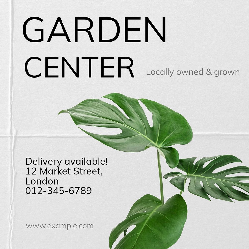 Garden center Instagram post template, editable text