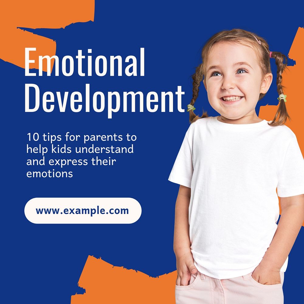 Emotional development Instagram post template, editable text