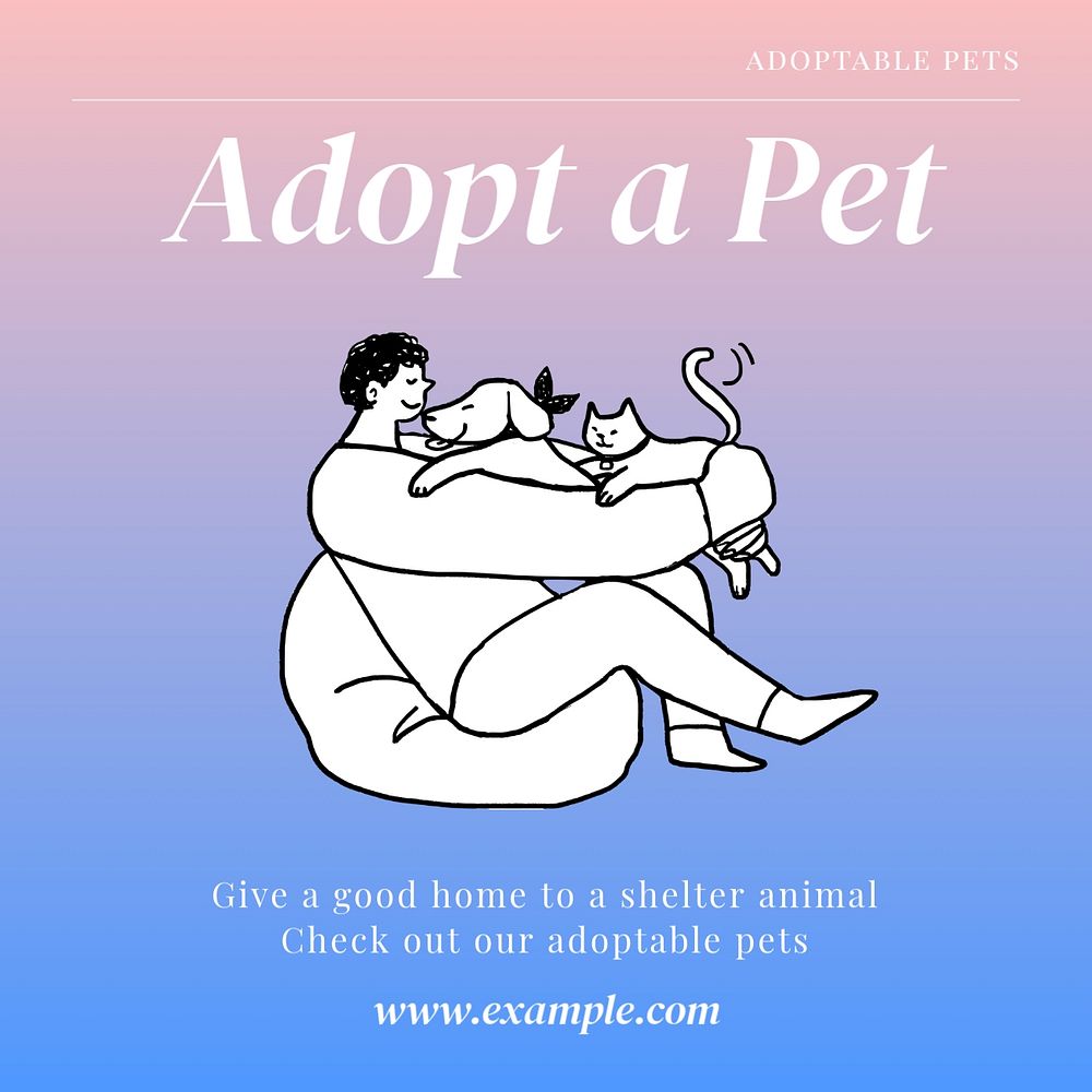 Adopt a pet post template, editable social media design