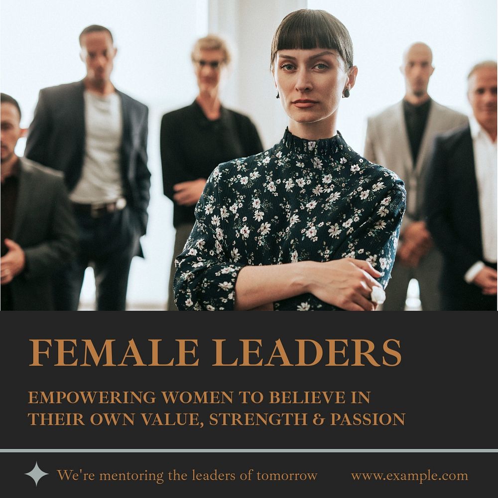 Female leaders  Instagram post template, editable text