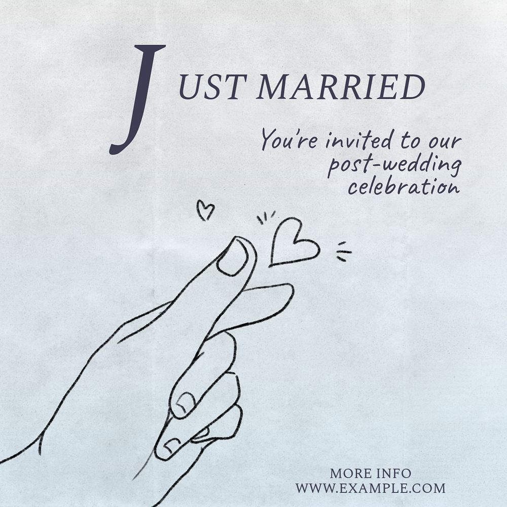 Just married  Instagram post template, editable text