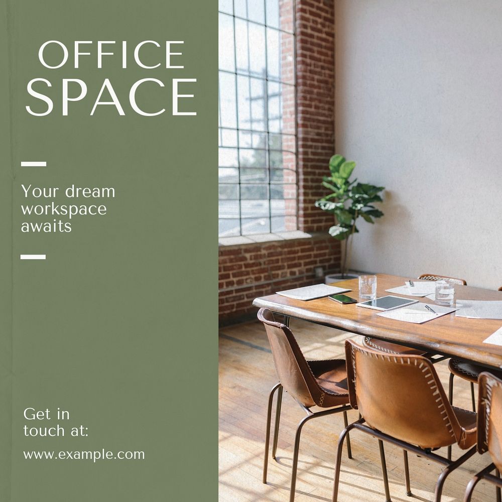 Office space  Instagram post template, editable text