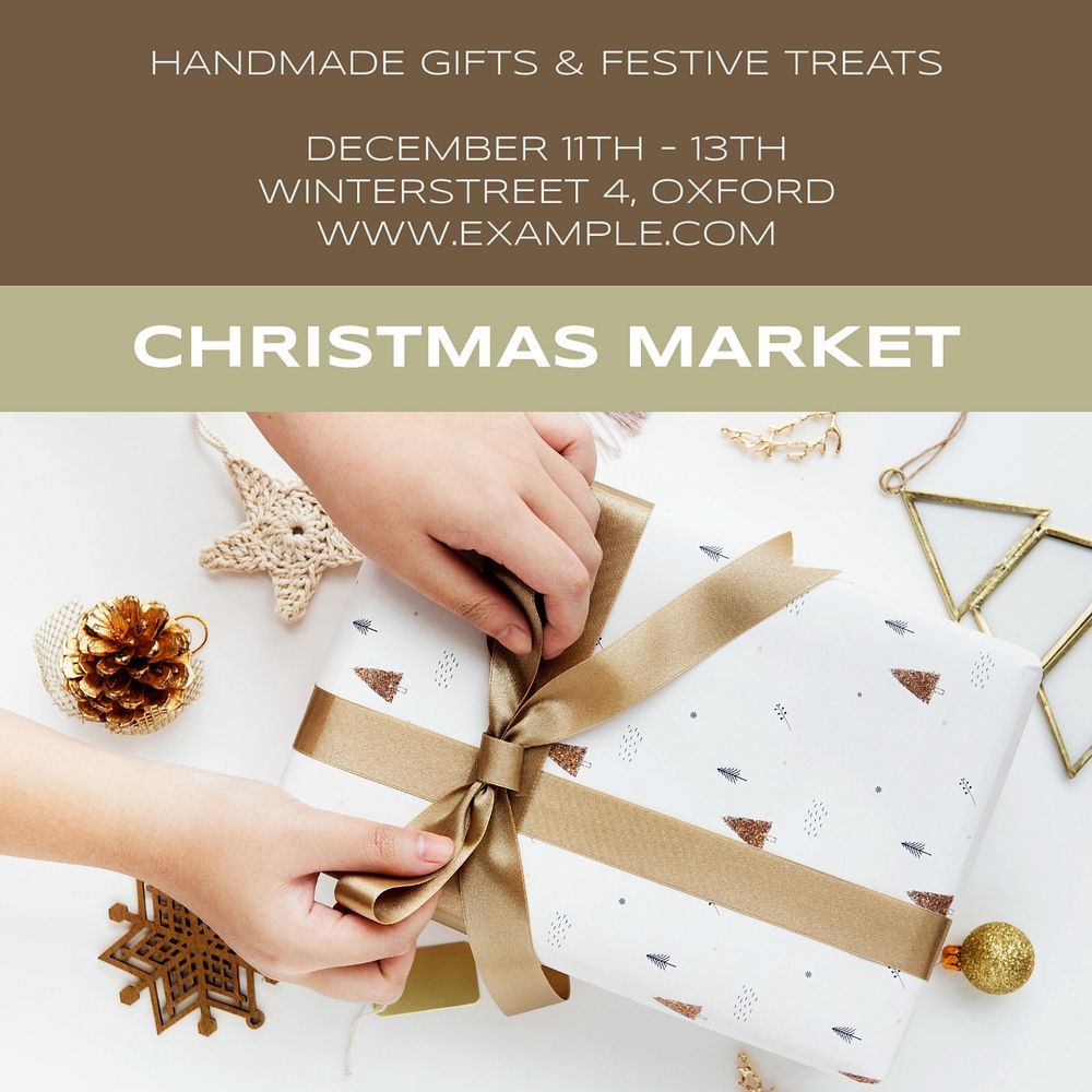 Christmas market Instagram post template, editable text