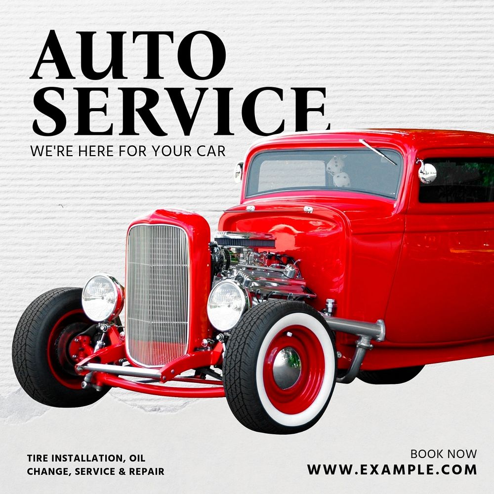 Auto service   Instagram post template, editable text