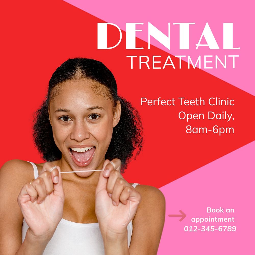 Dental treatment Instagram post template, editable text