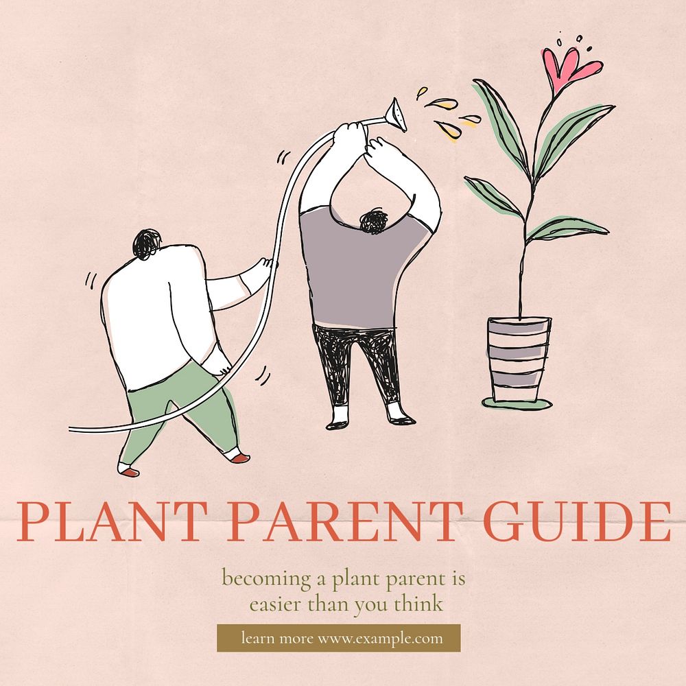 Plant parent guide post template, editable social media design