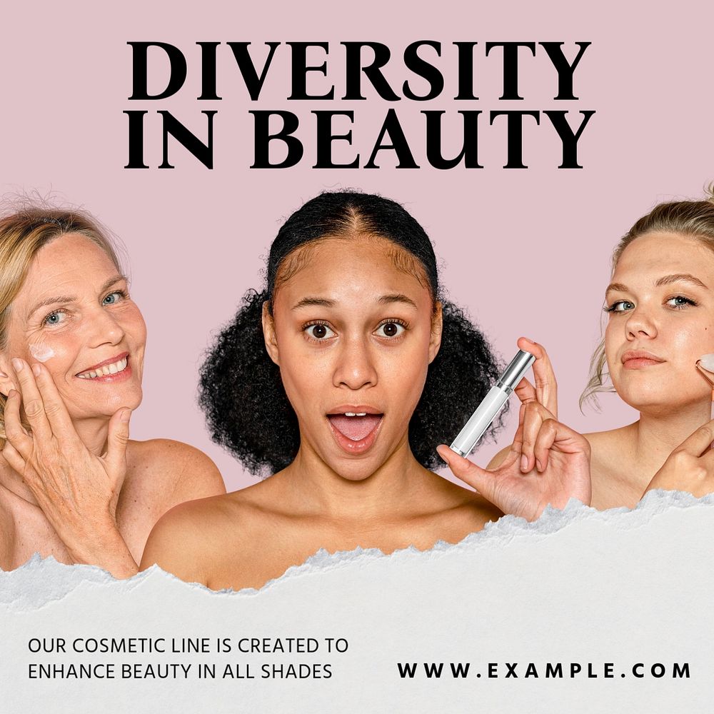 Diversity in beauty  Instagram post template, editable text