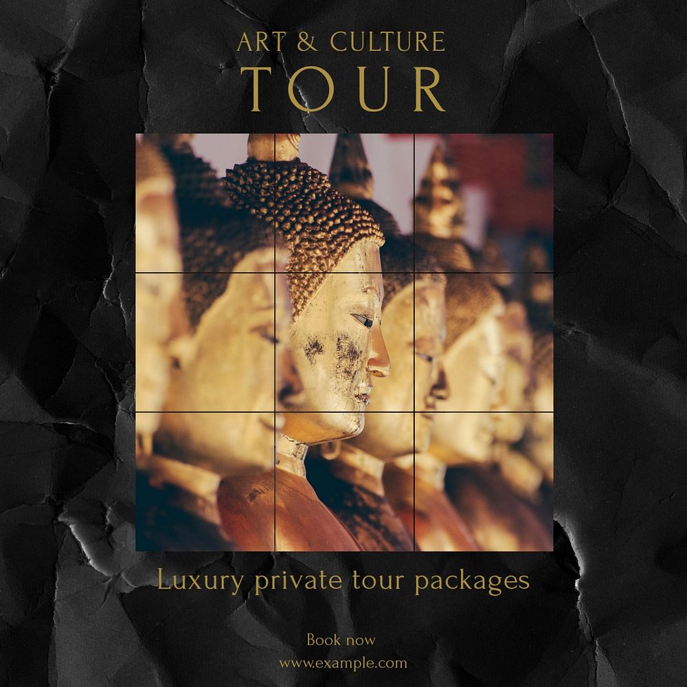 Art & culture tour Instagram post template, editable text