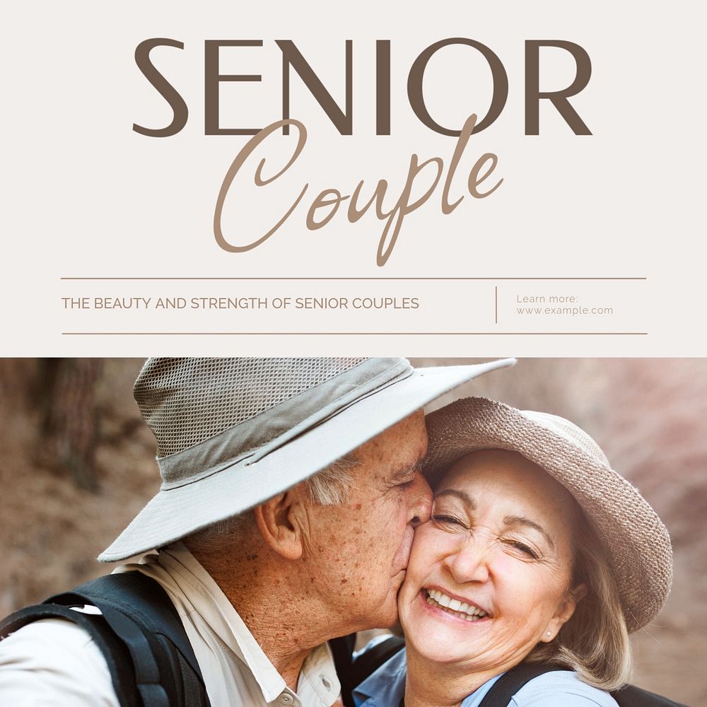 Senior couple  Instagram post template, editable text