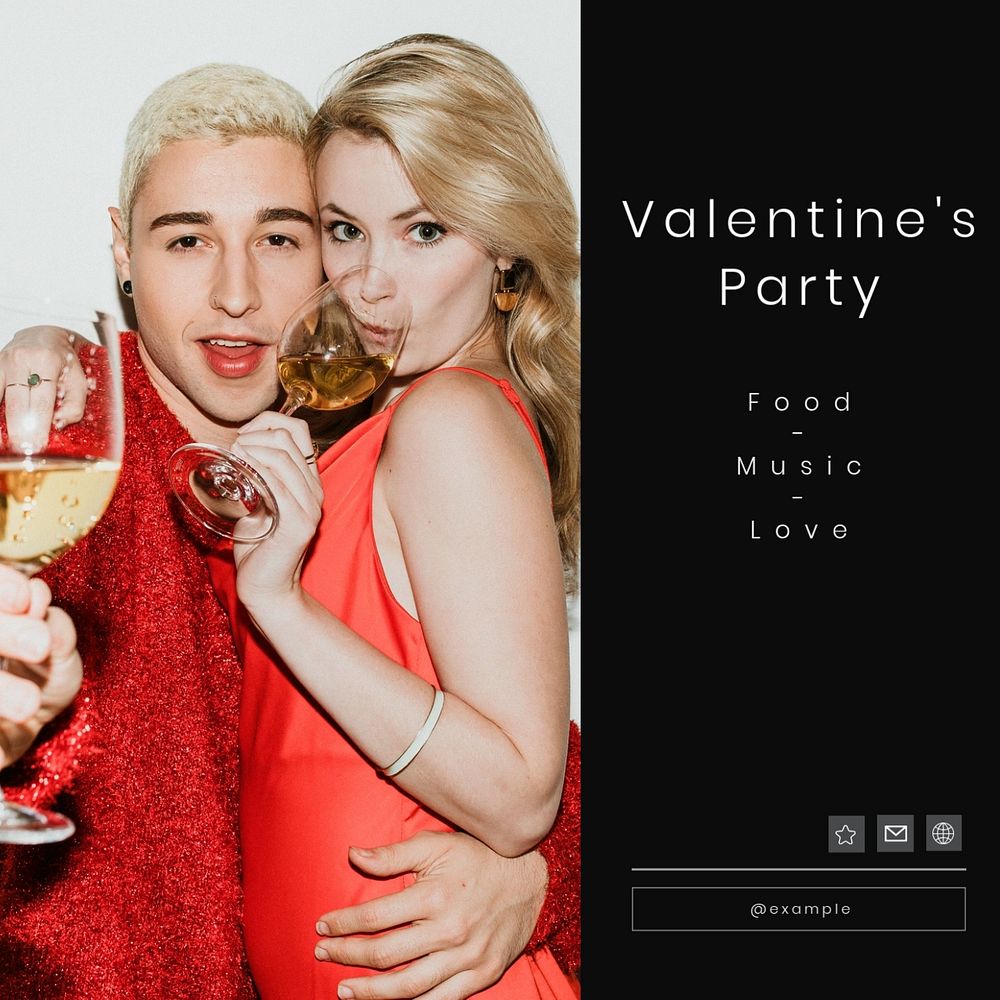 Valentine's party  Instagram post template, editable text