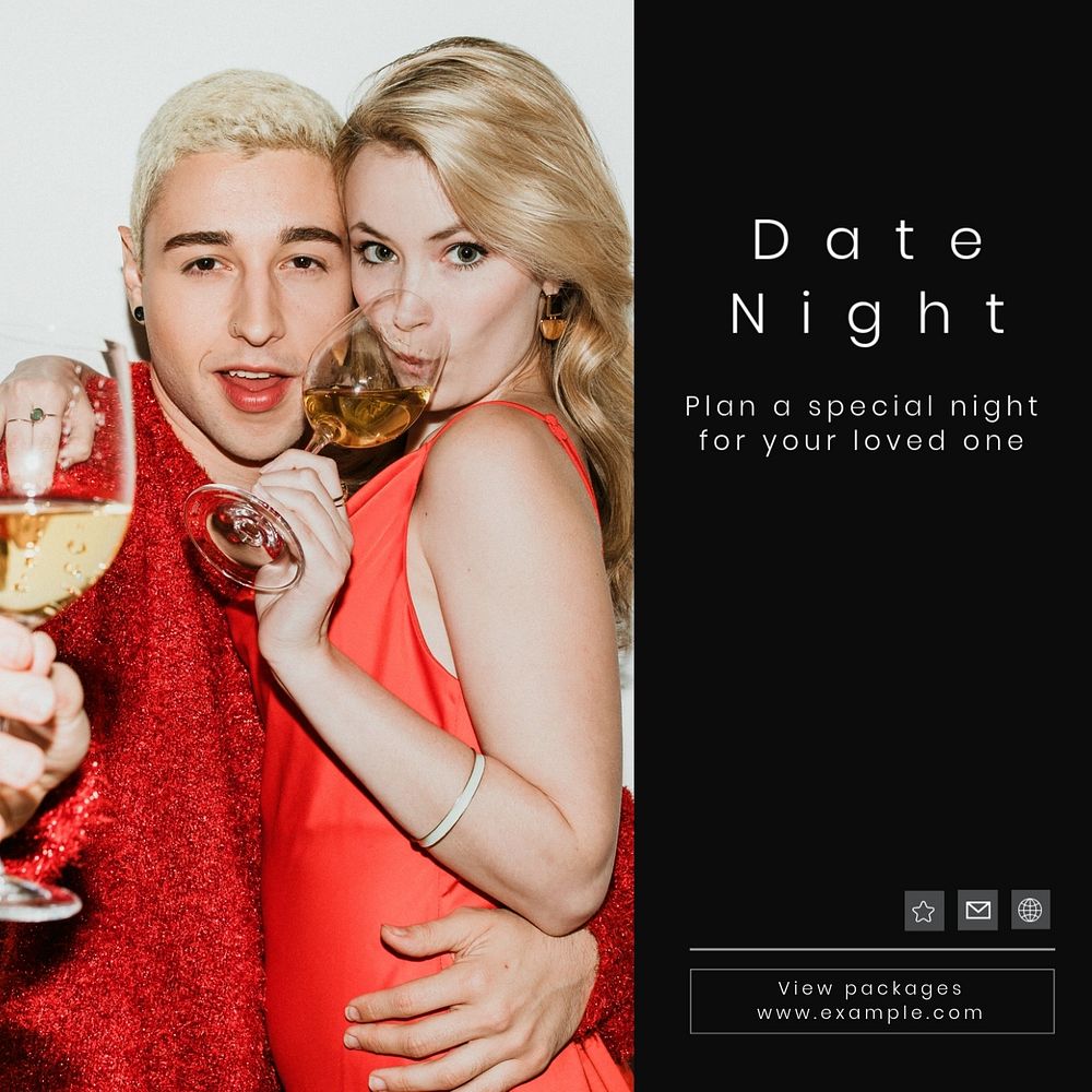 Date night  Instagram post template, editable text