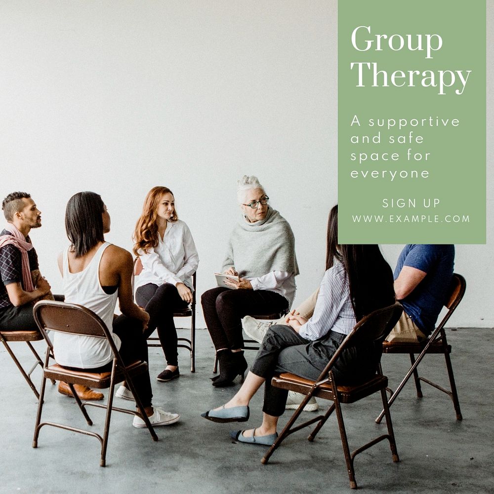 Group therapy  Instagram post template, editable text