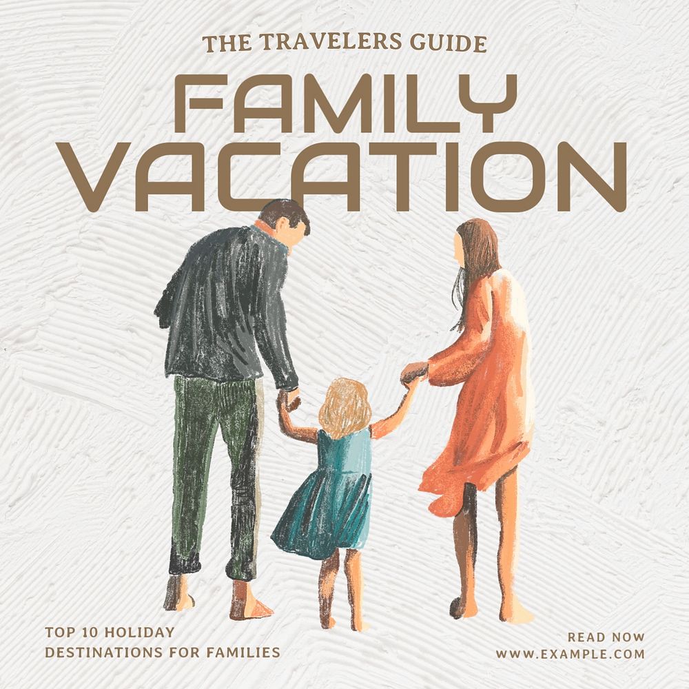 Family vacation  Instagram post template, editable text