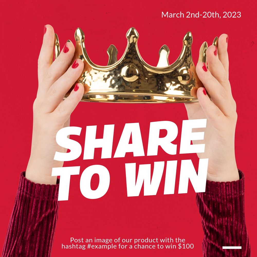 Share to win post template, editable social media design