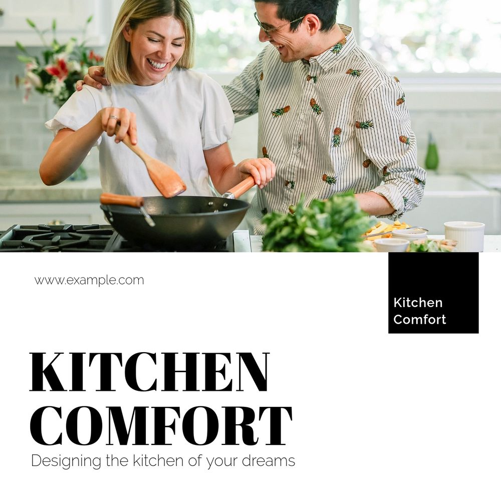 Kitchen design  Instagram post template, editable text