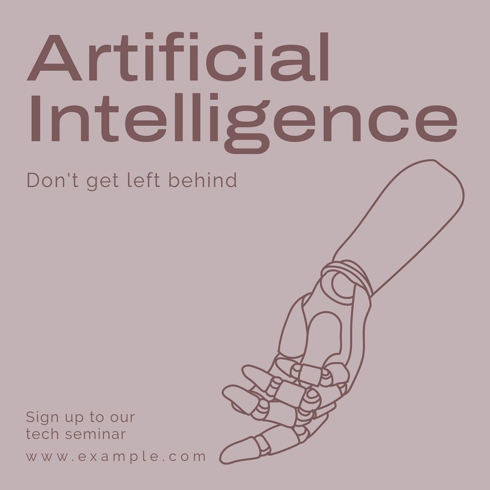 Artificial intelligence Instagram post template, editable text