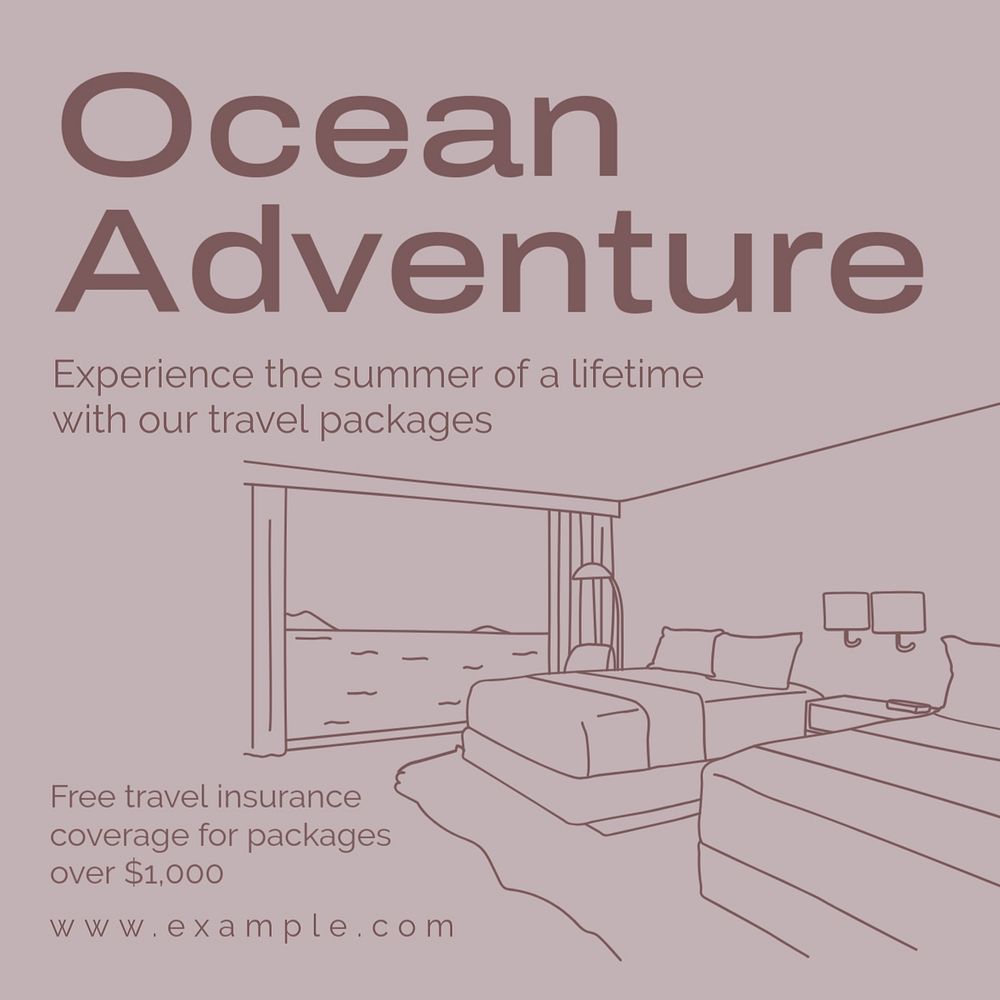 Ocean adventure Instagram post template, editable text