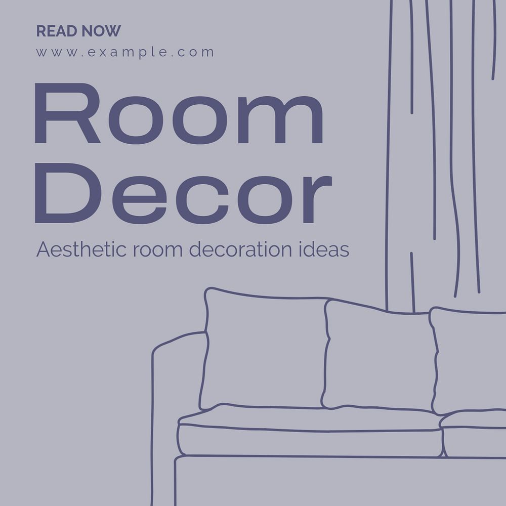 Room decor ideas Instagram post template, editable text